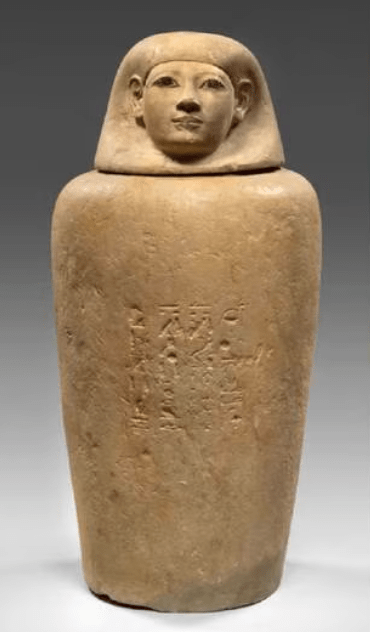 古埃及贵族女性Senetnay的石灰岩卡诺匹斯罐，木乃伊防腐剂成分反映古埃及贵族女性高地位