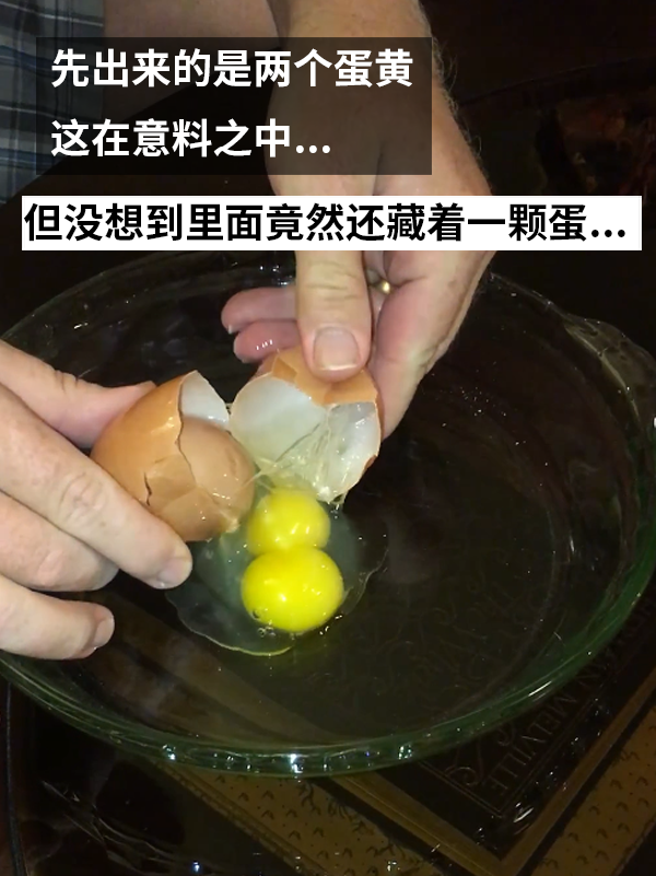 网友敲开超巨型鸡蛋：发现里面不仅有两个蛋黄！